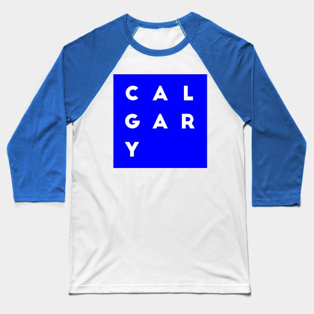 Calgary | Blue square, white letters | Canada Baseball T-Shirt by Classical